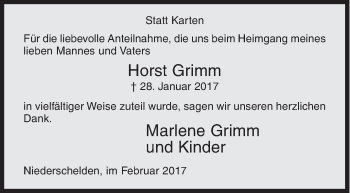 Traueranzeige von Horst Grimm von Siegener Zeitung