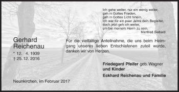 Traueranzeige von Gerhard Reichenau von Siegener Zeitung