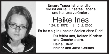 Traueranzeige von Heike Ines von Siegener Zeitung