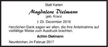 Traueranzeige von Magdalena Dielmann von Siegener Zeitung