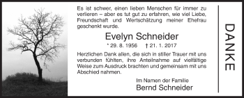 Traueranzeige von Evelyn Schneider von Siegener Zeitung