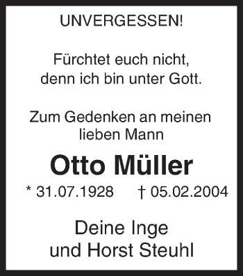 Traueranzeige von Otto Müller von Siegener Zeitung