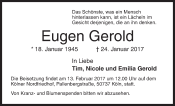 Traueranzeige von Eugen Gerold von Siegener Zeitung