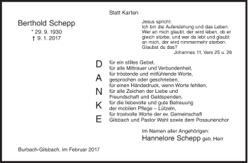 Traueranzeige von Berthold Schepp von Siegener Zeitung