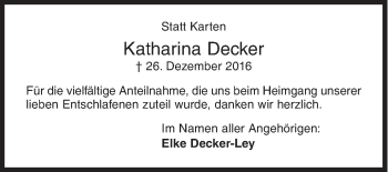 Traueranzeige von Katharina Decker von Siegener Zeitung
