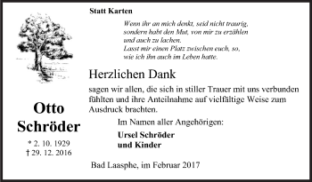 Traueranzeige von Otto Schröder von Siegener Zeitung