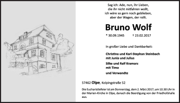 Traueranzeige von Bruno Wolf von Siegener Zeitung
