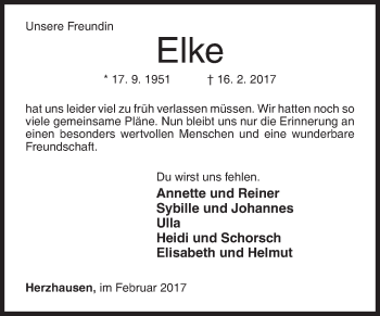 Traueranzeige von Elke  von Siegener Zeitung