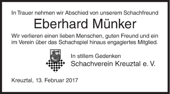 Traueranzeige von Eberhard Münker von Siegener Zeitung