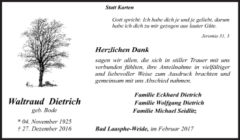 Traueranzeige von Waltraud Dietrich von Siegener Zeitung