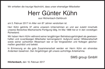 Traueranzeige von Günter Kühn von Siegener Zeitung