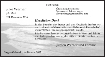 Traueranzeige von Silke Werner von Siegener Zeitung