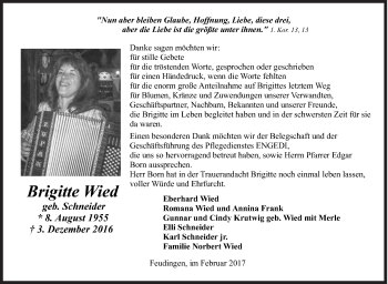 Traueranzeige von Brigitte Wied von Siegener Zeitung