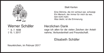 Traueranzeige von Werner Schäfer von Siegener Zeitung