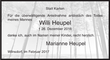 Traueranzeige von Willi Heupel von Siegener Zeitung