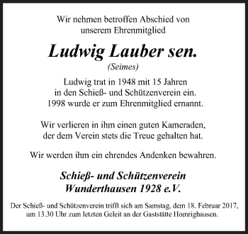 Traueranzeige von Ludwig Lauber von Siegener Zeitung