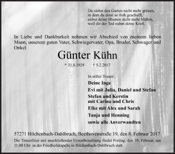 Traueranzeige von Günter Kühn von Siegener Zeitung