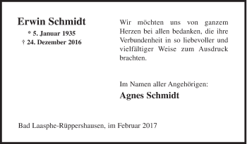 Traueranzeige von Erwin Schmidt von Siegener Zeitung