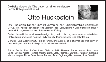 Traueranzeige von Otto Huckestein von Siegener Zeitung