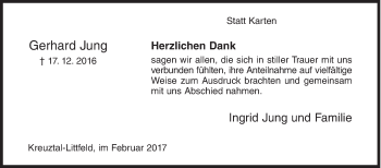 Traueranzeige von Gerhard Jung von Siegener Zeitung