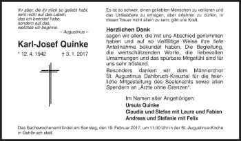 Traueranzeige von Karl-Josef Quinke von Siegener Zeitung