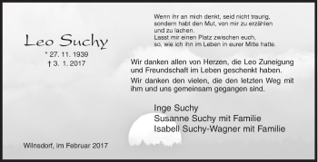 Traueranzeige von Leo Suchy von Siegener Zeitung