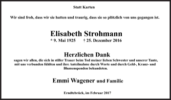 Traueranzeige von Elisabeth Strohmann von Siegener Zeitung
