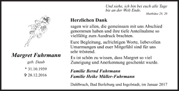 Traueranzeige von Margret Fuhrmann von Siegener Zeitung