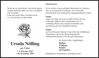 Traueranzeige von Ursula Nölling von Siegener Zeitung