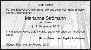 Traueranzeige von Marianne Strömann von Siegener Zeitung