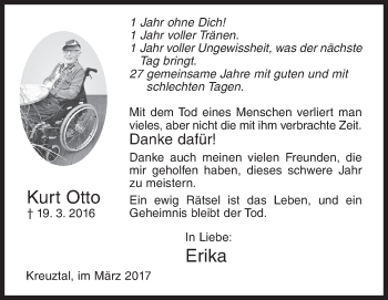 Traueranzeige von Kurt Otto von Siegener Zeitung