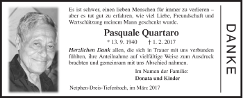 Traueranzeige von Pasquale Quartaro von Siegener Zeitung