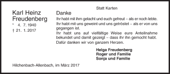 Traueranzeige von Karl Heinz Freudenberg von Siegener Zeitung