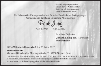 Traueranzeige von Paul Jung von Siegener Zeitung