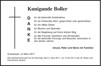 Traueranzeige von Kunigunde Boller von Siegener Zeitung