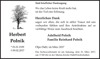 Traueranzeige von Herbert Polnik von Siegener Zeitung