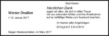 Traueranzeige von Werner Drodten von Siegener Zeitung