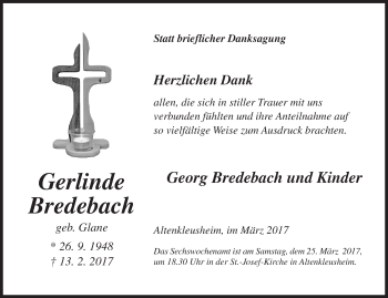 Traueranzeige von Georg Bredebach von Siegener Zeitung