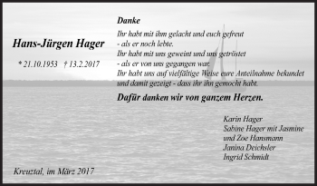 Traueranzeige von Hans-Jürgen Hager von Siegener Zeitung