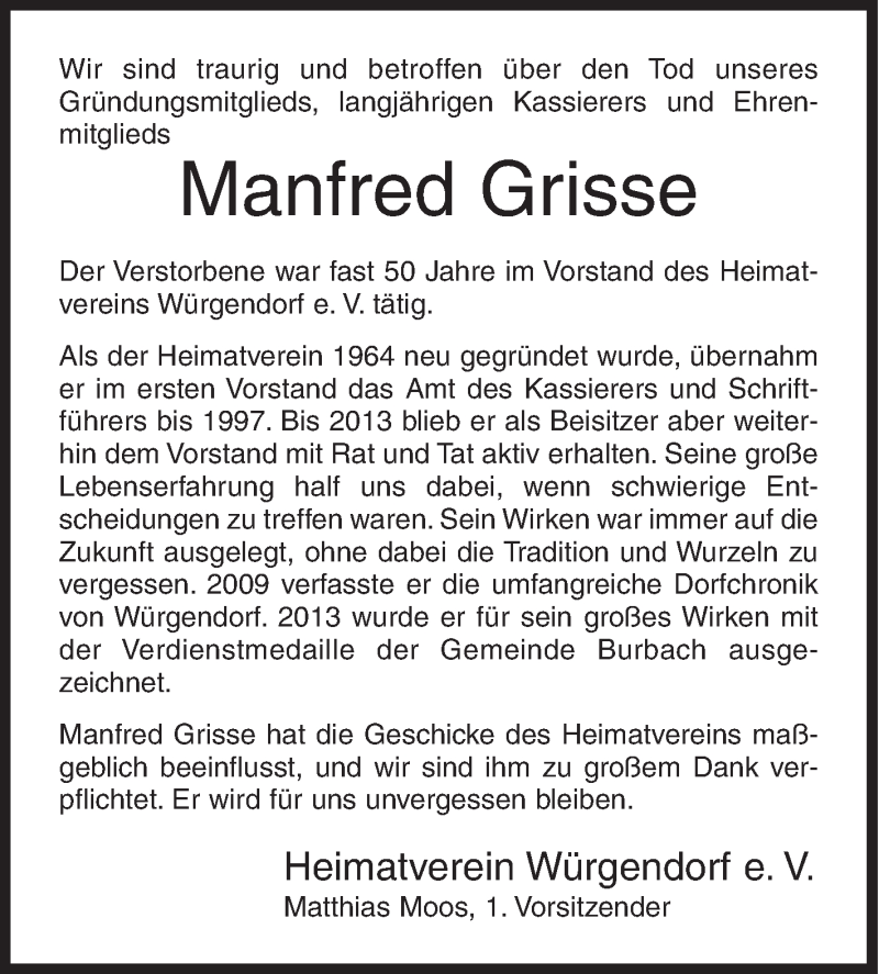  Traueranzeige für Manfred Grisse vom 28.03.2017 aus Siegener Zeitung