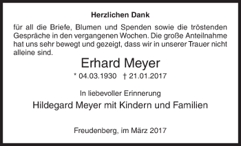 Traueranzeige von Erhard Meyer von Siegener Zeitung