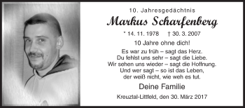 Traueranzeige von Markus Scharfenberg von Siegener Zeitung