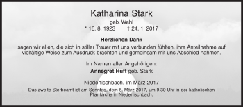 Traueranzeige von Katharina Stark von Siegener Zeitung