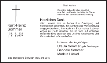 Traueranzeige von Kurt-Heinz Sommer von Siegener Zeitung