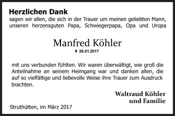 Traueranzeige von Manfred Köhler von Siegener Zeitung