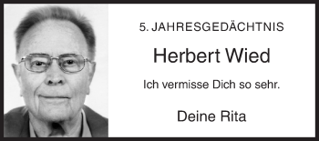 Traueranzeige von Herbert Wied von Siegener Zeitung