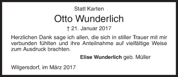 Traueranzeige von Otto Wunderlich von Siegener Zeitung