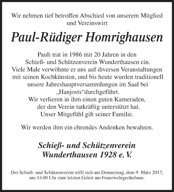 Traueranzeige von Paul-Rüdiger Homrighausen von Siegener Zeitung