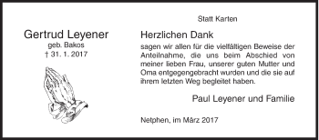 Traueranzeige von Gertrud Leyener von Siegener Zeitung