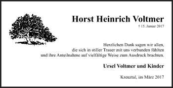 Traueranzeige von Horst Heinrich Voltmer von Siegener Zeitung